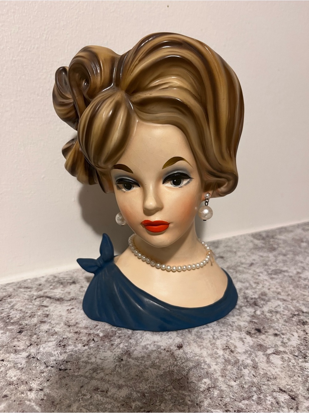 Vintage Napcoware Lady Head Vase - Mid-Century Modern - Faux Pearl, Planter